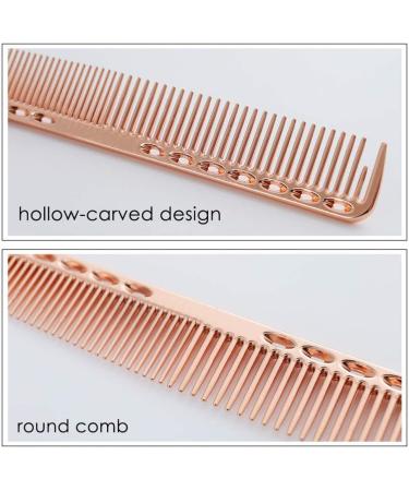 kuou Professional Aluminum Metal Salon Comb Heat-resistant Anti-static Hair Comb for Hair Cutting Styling & Grooming Rose gold - Buy Online on GoSupps.com