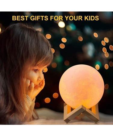 AGM 3D Moon Lamp 15cm - USB Rechargeable Touch Night Light with Wooden Stand | 5.9 Inch | Perfect for Bedrooms | 2 Colors - Buy Online on GoSupps.com