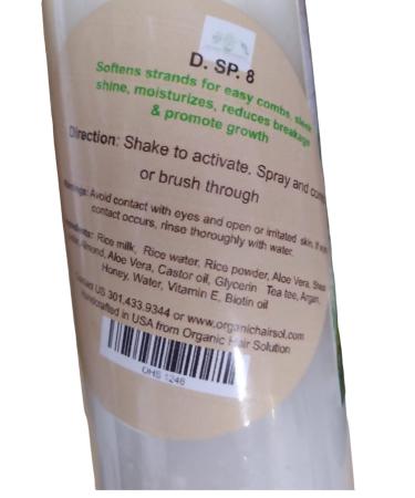 Organic Kids Rice Water Hair Growth Spray | Detangler & Moisturizer | Aloe Vera Tea Tree & Argan | Sulfate/Paraben Free | All Hair Types | 8 oz - Buy Online on GoSupps.com