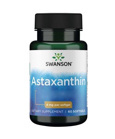 Swanson Astaxanthin from Haematococcus pluvialis 4mg 60 Softgels High Dose Laboratory Tested Soy Free Gluten Free Non-GMO