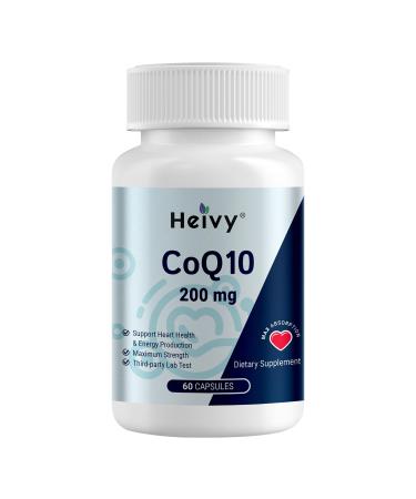Heivy CoQ10 200mg Per Softgel, 99% Purity High Absorption Coenzyme Q10 Ubiquinol, Support Heart Health, Antioxidants & Energy Supplements, Made in USA, 60 Day Supply, 60 Capsules Unflavored 60 Count (Pack of 1)