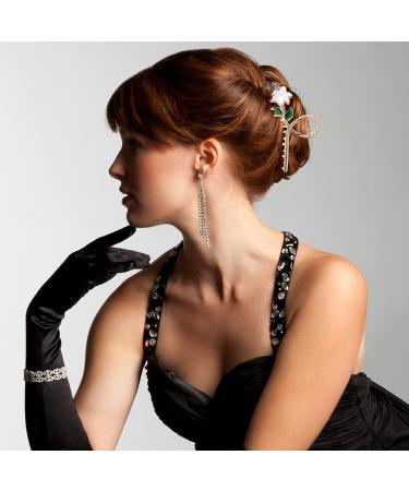 White Lily Metal Hair Claws - Strong Hold Claw Clips for Thick Hair | Lusofie Flower Hair Accessories - Buy Online on GoSupps.com