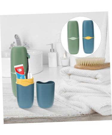 Frcolor 2-Piece Travel Toothpaste & Toothbrush Holder Set Outdoor Washing Storage Cup for On-the-Go Oral Care - Buy Online on GoSupps.com