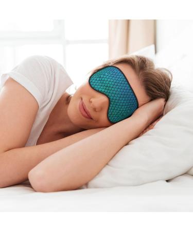 Blue Fish Scale Print Sleep Eye Mask Soft Adjustable Blackout Silk Blindfold for Men & Women - Buy Online on GoSupps.com