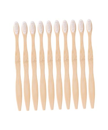 Travel Brush 10 Pcs Toothbrush Set Teeth Natural Toothbrush Comfortable Toothbrush Micro- Toothbrush Toothbrushes Adults Toothbrush Wooden Handle Convenient Toothbrush 1 Count (Pack of 1) White