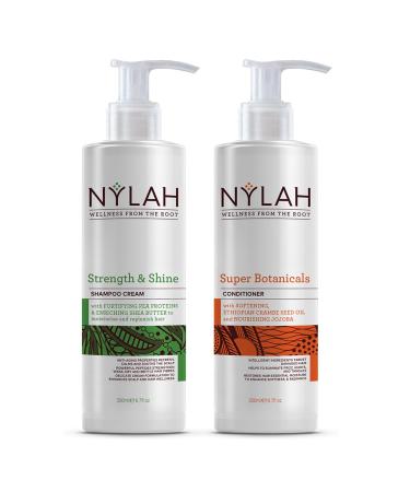 Nylah NYLAH Force and Shine Shampoo + Super Botanicals Conditioner (200ml) | For Dry Damaged Curly Kinky & Afro Hair | Formulated to Clean Strengthen & Restore | Sulfate Free