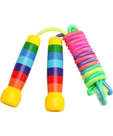 Adjustable 280cm Rainbow Skipping Rope for Kids - Wooden Handle Jump Rope in 7 Colors for Boys & Girls Fitness - Buy Online on GoSupps.com