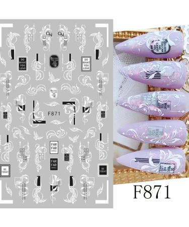 Spring Flower Nail Art Stickers Decals - 10 Self-Adhesive Sheets | Black & White Blossom Design for Nail Decoration Supplies - Buy Online on GoSupps.com