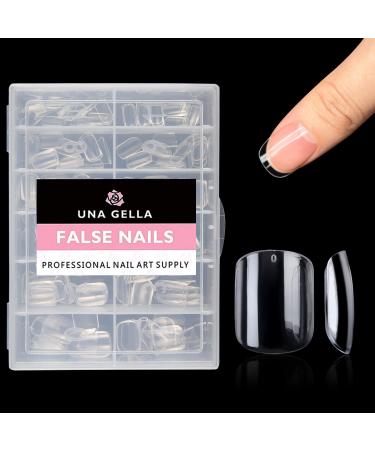 UNA GELLA Extra Short Square Fake Nails 216pcs Extra Short Square Press on Nails Pre-shape Extra Short Square Gel Nail Tips for Full Cover Acrylic Extra Short Square Nails False Nails For Nail Extension Home DIY Nail Sal...