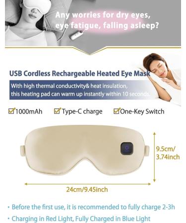 Silk Heated Eye Mask Cordless Rechargebale for Dry Eyes Warm Eye Heating Pad No Pressure Sleep Eye Mask Gift for Men - Buy Online on GoSupps.com