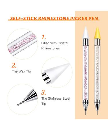 Vikerer 2 Pack Rhinestone Picker Diamond Painting Pen Set with Extra Tips and Tweezer - Dual-End Pickup Tool for Nail Art, Crafts, and DIY Projects - White Pink - Buy Online on GoSupps.com