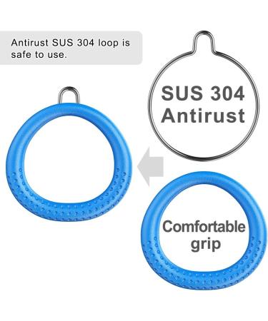 Dolibest 2PCS Round Trapeze Swing Bar Rings with Carabiners - Outdoor Ninja Swing Set Accessories for Kids - Blue Fitness Ring Set - Buy Online on GoSupps.com