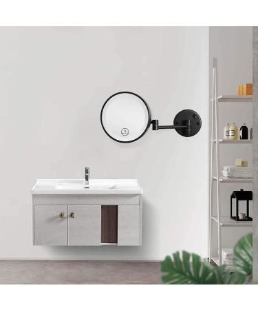 LANSI 8 Inch LED Makeup Mirror with Lights and 7X Magnification, Wall Mounted Vanity Mirror for Bathroom - Black - Buy Online on GoSupps.com