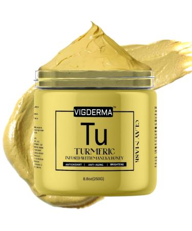 Vitamin C Turmeric Clay Mask with Manuka Honey - Spa Quality Dark Spot Remover & Acne Treatment - Brightens Skin - 8.8 oz - Buy Online on GoSupps.com