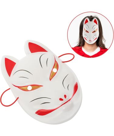 Garneck Fuchsmaske Half Face Cosplay Mask | White Japanese Fox Masquerade Mask for Parties & Festivals | Anbu Fox Dress Up Decoration - Buy Online on GoSupps.com