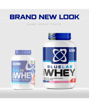USN Blue Lab Whey Protein Powder Strawberry 908g - Post-Workout Muscle Building Supplement with Whey Isolate and BCAAs - Buy Online on GoSupps.com