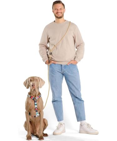 Hands-Free Dog Leash - 2m Adjustable Belly Belt | 3-in-1 Running & Training Leash for Large & Small Dogs - Beige - Buy Online on GoSupps.com