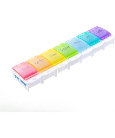 Maxpert Weekly Pill Organizer Case | Arthritis-Friendly Push Button Pill Planner | Large 7 Day Medication & Vitamin Organizer - Buy Online on GoSupps.com