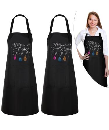 Satinior I do nails nail tech cosmetic apron with colorful rhinestones 2 pieces waterproof nail apron with 3 pockets of living pattern