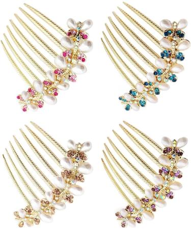 Hair Combs Slides Hair Comb Clips for Women Hair Piece Pins with Pearl Rhinestones Hair Accessory rhinestone hair comb - Buy Online on GoSupps.com