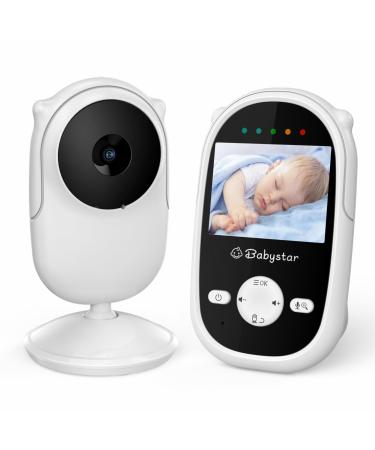 Babystar Baby Monitor with Camera and Night Vision Wireless Video Baby Monitor with Rechargeable Battery Two-Way Talk 2.4inch HD Screen Feeding Reminder 4 Lullabies SM25