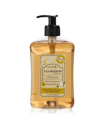 A La Maison de Provence Liquid Soap For Hand & Body Plumeria 16.9 fl oz (500 ml)