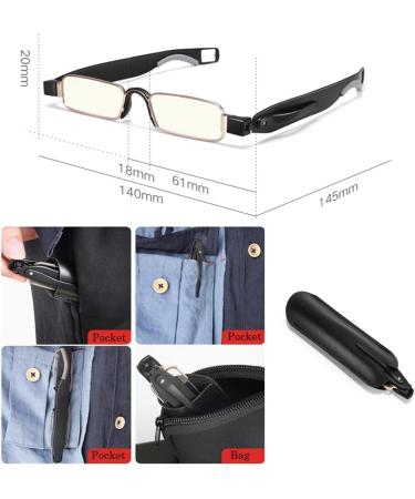 GHARAZ Foldable Mini Reading Glasses for Men & Women - Portable Presbyopia Glasses (2.0+) - Stylish Black Design - Buy Online on GoSupps.com