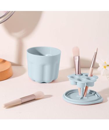Buy Multi-Functional Makeup Brush Cleaner Cup - Safe PP TPR Cleaning Bowl with Drying Rack (Blue) for Effective Brush Care & Hygiene - Buy Online on GoSupps.com