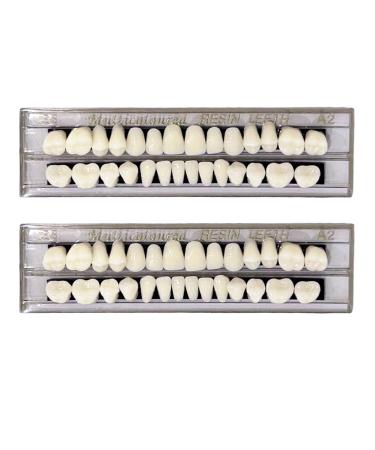 Euppsiiu 2 pieces false teeth in dental complete acrylic resin false teeth veneers cosmetic tooth cover dental prosthesis artificial temporary teeth provisional dentation (2 pieces)
