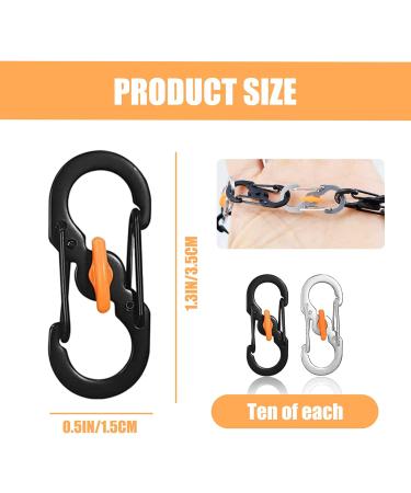 20-Piece Stainless Steel S-Carabiner Keychain Set | Locking Carabiner Hooks for Outdoor Fishing Camping & Hiking - Buy Online on GoSupps.com