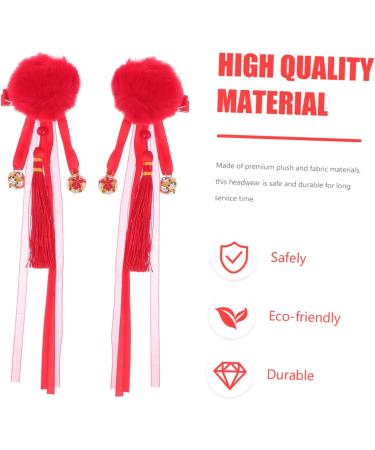 Housoutil 2 Pairs Antique Hairpin Tassel Hair Clip Hanfu Headdress Kids Barrettes for Hair Chinese Hair Clip Fluffy Hair Clips Hanfu Hair Clamps Kid Headwear Baby Girl Plush Issue Card Red - Buy Online on GoSupps.com
