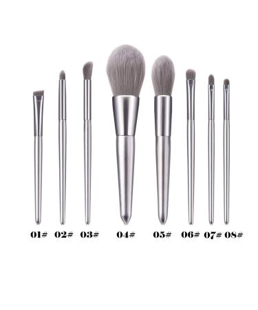 Premium 8PCS Eyebrow & Eyeshadow Makeup Set - Silver Wooden Brushes for Flawless Foundation Application | Shop Internationally - Buy Online on GoSupps.com