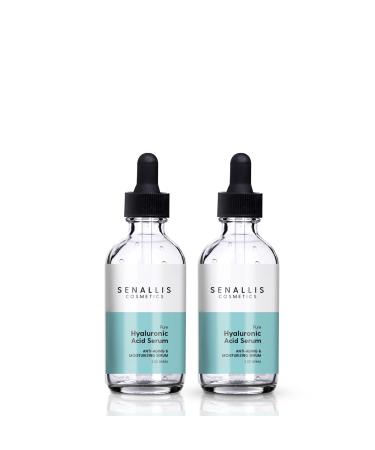Hyaluronic Acid Serum 2 fl oz And 2 fl oz Double Pack, Made From Pure Hyaluronic Acid, Anti Aging, Anti Wrinkle, Ultra-Hydrating Moisturizer That Reduces Dry Skin Manufactured In USA Small