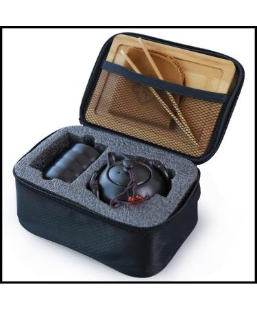 Ceramic Teapot Kettle Gaiwan Travel Ceramic Tea Cup for Tea Pot Portable Tea Set Drinkware (Color : Black)