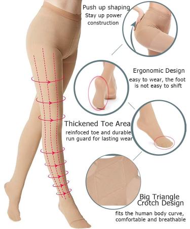 DCCDU Medical Compression Pantyhose for Women 20-30 mmHg Support | Varicose Veins Treatment | Edema Swelling Relief | Beige X-Large - Buy Online on GoSupps.com