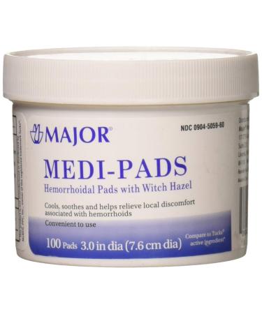 Medi-Pads Maximum Strength With Witch Hazel Hemorrhoidal Hygienic Cleansing Pads 100 Ct per Jar Compare to Tucks Pads