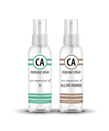 CA Perfume Impression of (Si + Allure Homme) Travel Size Sample Fragrance Refillable Atomizer Long Lasting Eau de Parfum (Cologne) Sprayer / 2 Fl Oz/ 60 ml Si + Allure Homme Impression