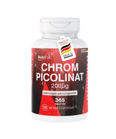 Picolinate de chrome 200 g - 365 comprim s - *taux de glyc mie normal - hautement dos - 100% v g talien Fabrication et contr le en laboratoire allemands - NutriFair | Premium & Fair