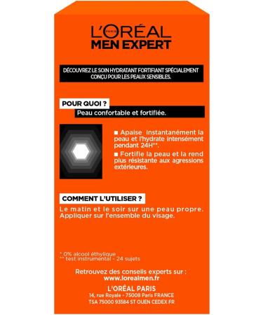 L'Or al Men Expert - Soothing Moisturizing Face Care for Men - 24H Hydration - Enriched with Natural Birch Sap - Alcohol-Free - For Sensitive Skin - Hydra Sensitive - 50 ml - Buy Online on GoSupps.com