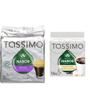 Tassimo Nabob Caf Crema Coffee Single Serve T-Discs 110g & Nabob French Vanilla Coffee Single Serve T-Discs 108g
