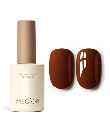 MEGIOR Brown Gel Nail Polish 15ml Chestnut Gel Polish High Gloss Soak Off UV LED Nail Gel Polish for Nail Art Manicure Salon DIY Home Gift for Girls Seal Brown