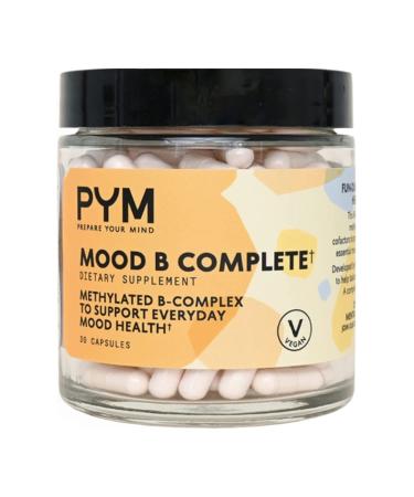 PYM Mood B Complete to Support Everyday Mood & Energy 30 Count - Methylated B-Complex with Vitamin D Zinc Thiamin | Non-GMO Vegan Gluten-Free | All-Natural Mood Balance Supplement Made in the USA 30 Count (Pack of 1)