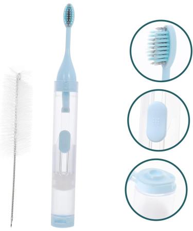 3-Pack Toothbrush Prosthesis Cleaning Brush - Blue Travel Set for Dentures & Oral Care - Buy Online on GoSupps.com