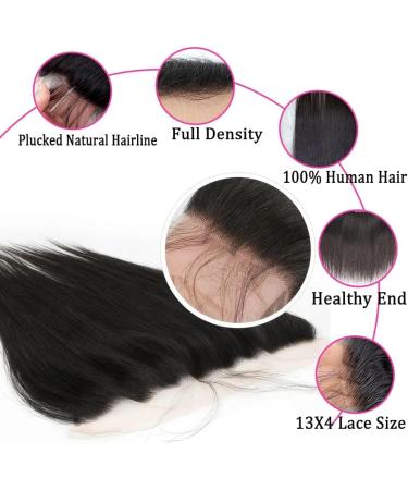 Frontal 13x4 Lace Straight HD Lace Frontal Transparent Lace Closure Human Hair Frontal Closure Pre Plucked with Natural Hairline Ear to Ear Natural Color Brazilian Hair for Women 16 Inch 16 Inch 13x4 Lace Closure - Buy Online on GoSupps.com