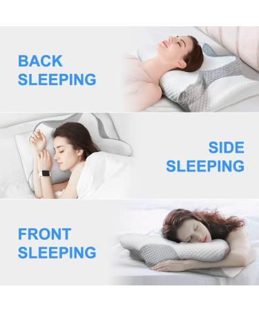 Contour Memory Foam Cervical Pillow for Neck & Shoulder Pain Relief - Adjustable Orthopedic Pillow for Back, Stomach, Side Sleepers - Ergonomic Grey Bed Pillow - Buy Online on GoSupps.com