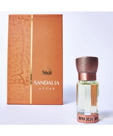 Dukhni Sandalia Attar Perfume Oil 6ml of Premium Sandalwood Oil, Authentic Sandalwood fragrance oil for Men & Women | Luxurious Islamic Gift | Alcohol-Free & Vegan