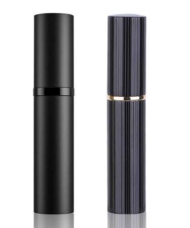 UULANFA Refillable Perfume Bottle Atomizer for Travel Portable Easy Refillable Perfume Spray Pump Empty Bottle for men and women with 5ml Mini Pocket Size (Black&T-Black-A)