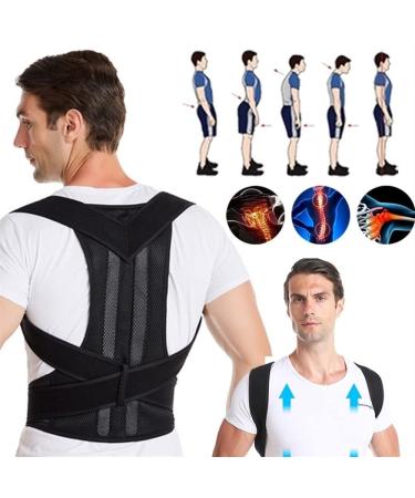 XS-5XL Plus Size Adjustable Back Support Posture Corrector Belt - Neck Shoulder & Spine Support - Hunchback Correction & Lumbar Brace - Reshape Your Body (Medium Black - Buy Online on GoSupps.com