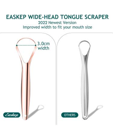 Easkep Tongue Scraper - 2 Pack Stainless Steel Tongue Cleaner with Carrying Bag for All Ages - Gold - Buy Online on GoSupps.com