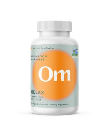 OM MUSHROOM SUPERFOOD Relax Mushroom Capsules 90 Count 30 Days Reishi Mushrooms Ashwagandha GABA L-Theanine Magnesium Adaptogens for Stress Support (Formerly Gently Zen Packaging May Vary)
